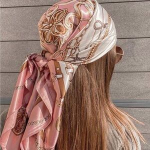 Cute Pink Silk Headscarf